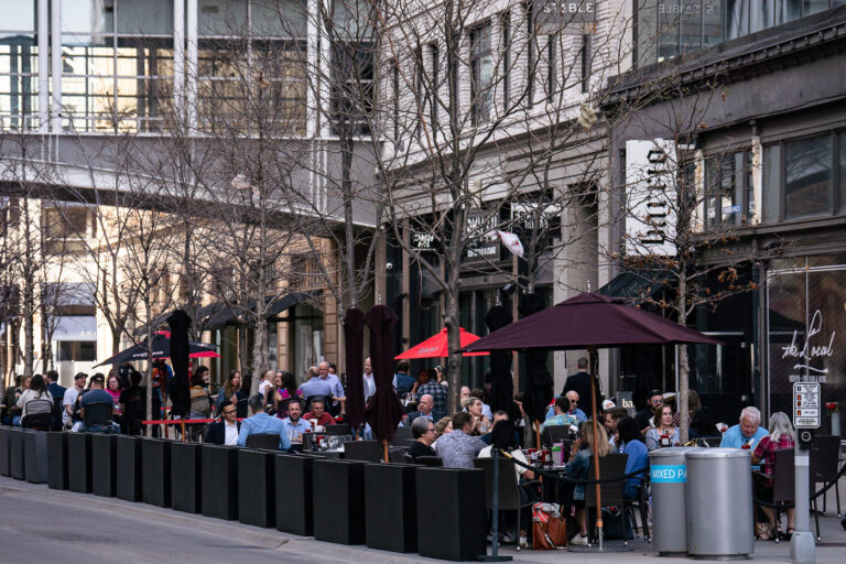 Full patios at Downtown Minneapolis Restaurant 2 Restaurant patios on Nicollet Mall in downtown Minneapolis.