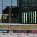 Twins Fest signage as seen through new construction tower going up in the North Loop.