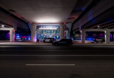 Metro Transit Police at the I-35W & Lake Street Station in Minneapolis in May 2023.