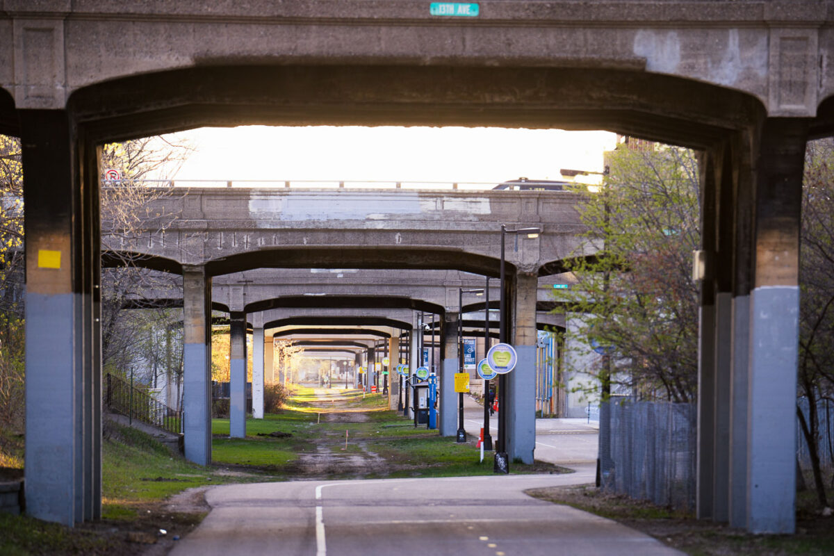 A bend in the Midtown Greenway trail in South Minneapolis.