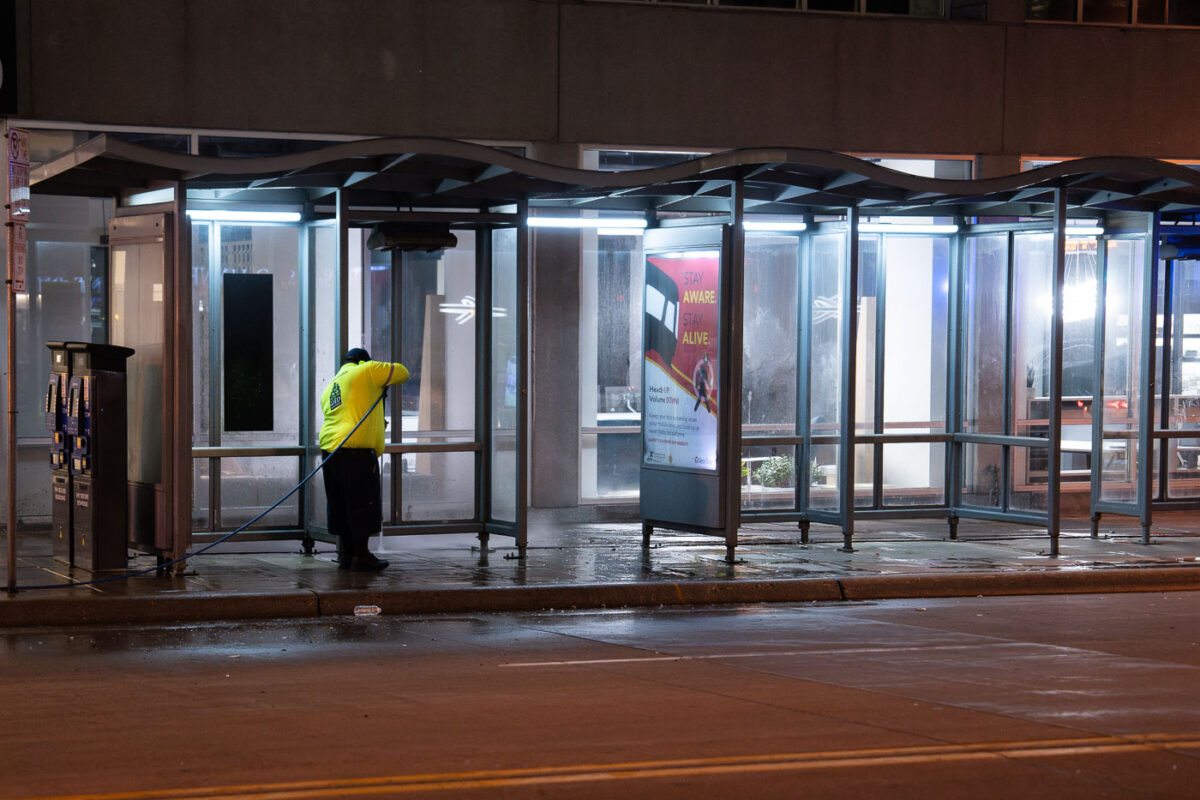 Minneapolis DID cleaning bus stops