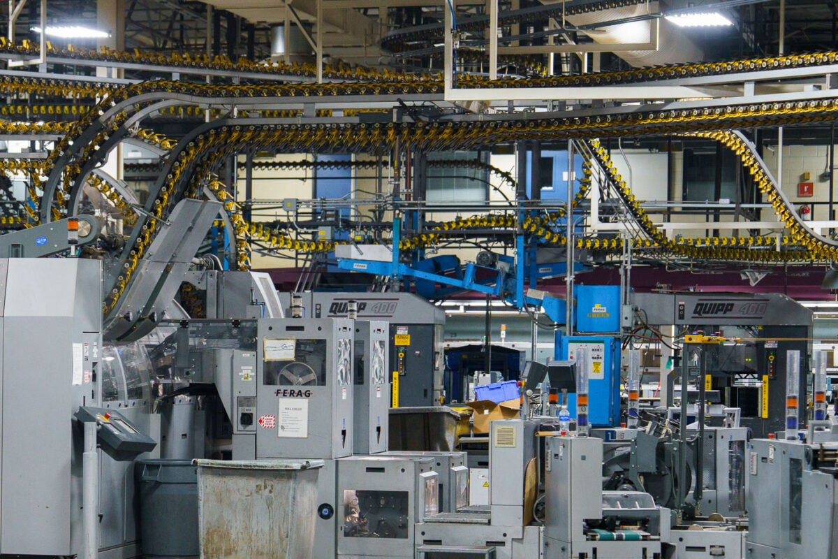 Newspaper robots at Star Tribune facility