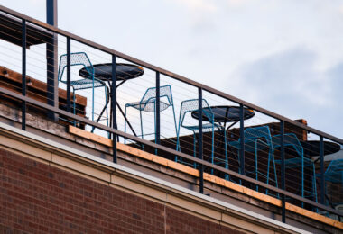Rooftop chairs at a bar in Uptown Minneapolis in May 2023.