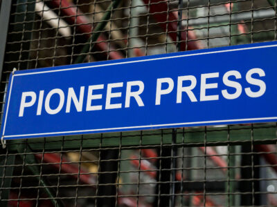 Pioneer Press Sign at Star Tribune Printing Facility, Minneapolis