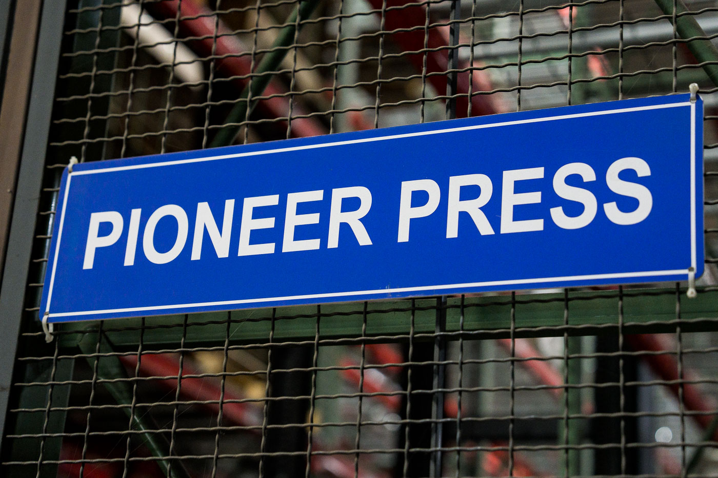Pioneer Press sign at Star Tribune Printing Plant