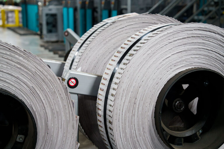 Rolls of newspapers in Minneapolis 1 Inside the Star Tribune-Heritage Center Manufacturing Facility where the Minneapolis Star Tribune, St. Paul Pioneer Press, USA Today and Washington Post are printed daily.