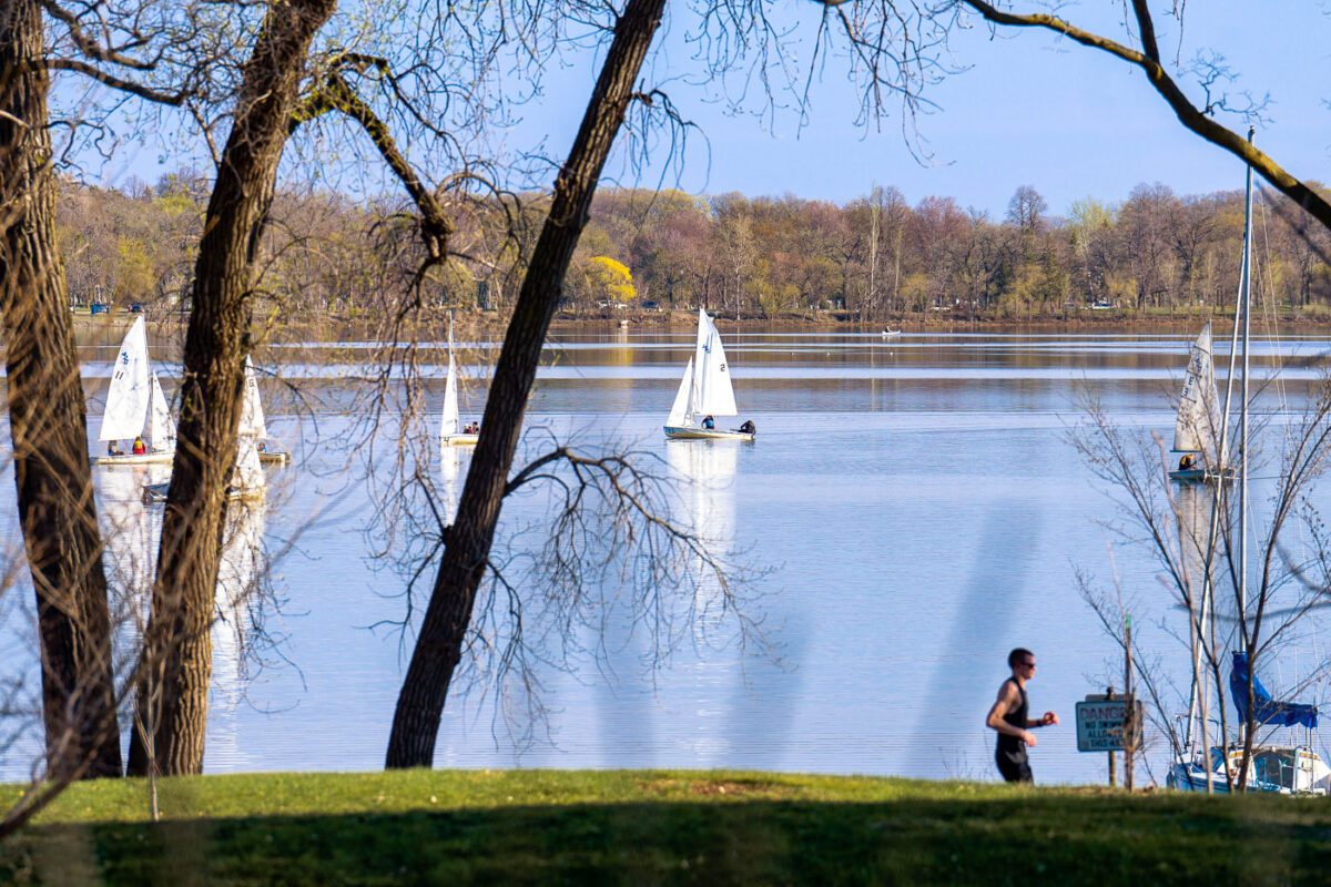 Sailboats on Bde Maka Ska in Minneapolis