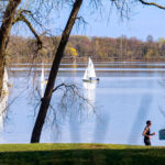 Sailboats on Bde Maka Ska in South Minneapolis in May 2023.