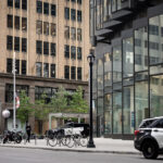 Minneapolis Police parked on sidewalks on Nicollet Mall and 8th Street.