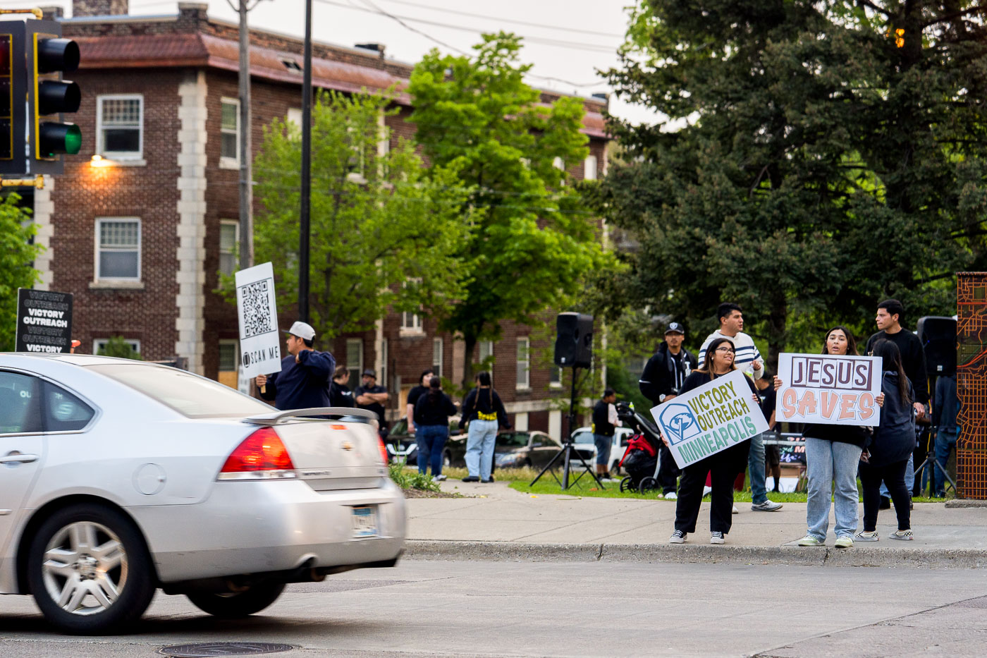 Victory outreach jesus saves signs on Hennepin Minneapolis