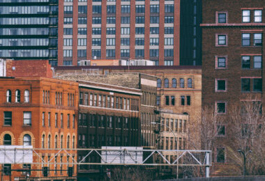 The architecture in the warehouse district in downtown Minneapolis.