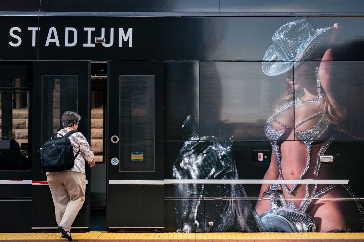 Beyonce train wrap on a Metro Transit Light Rail Train