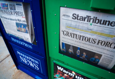 Newspapers for sale in downtown Minneapolis on June 17, 2023. The day after the United States Attorney General announced it's findings from a 2 year investigation into the Minneapolis Police Department.