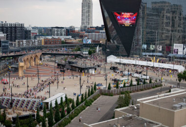 Taylor Swift fans flock to Downtown East in Minneapolis for the first of two shows on her "The Eras Tour".