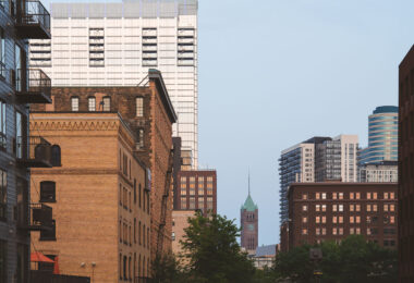 The Minneapolis City Hall building as seen from the North Loop. June 2023.