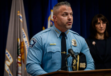 Minneapolis police chief Brian O'Hara speaks at a press conference announcing the findings from the Department of Justice on the investigation into the Minneapolis police on June 16, 2023.