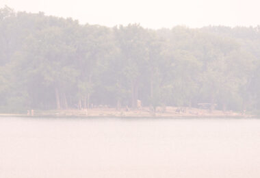 Hidden beach during a smokey day from Canadian wildfires. June 14, 2023.