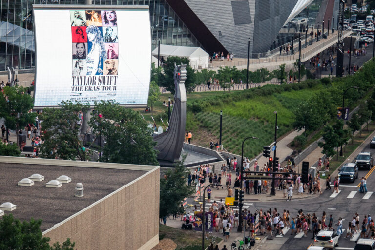 Taylor Swift Eras Tour in Minneapolis 3 Taylor Swift at US Bank Stadium in Minneapolis on The Eras Tour, June 23, 2023.