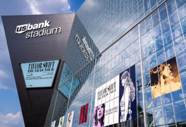 Taylor Swift at US Bank Stadium in Minneapolis as part of the Eras Tour on June 22, 2023.