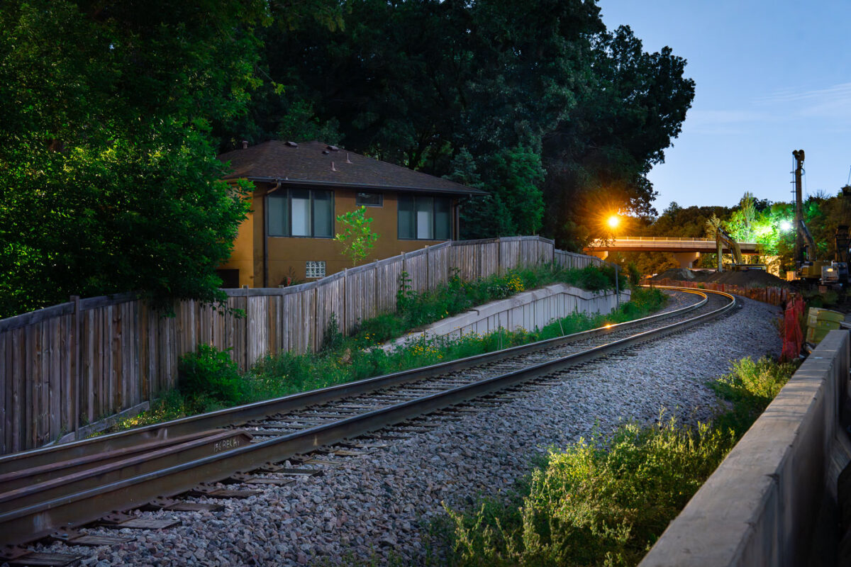 Freight tracks and new light rail construction