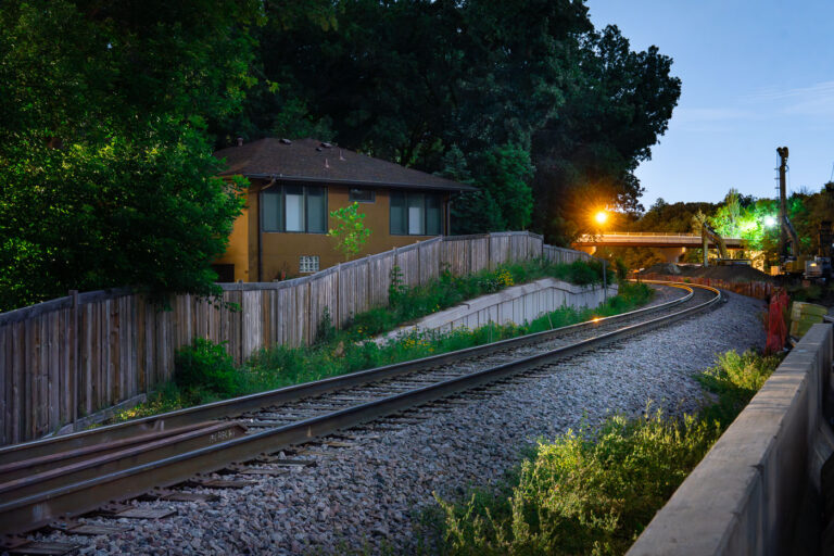 Freight tracks and new light rail construction 3 Construction on the Southwest LRT train project in South Minneapolis.