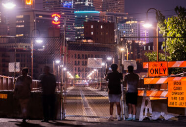 First night of Stone Arch Bridge closures in Downtown Minneapolis. The bridge was closed after reports of late night crime.