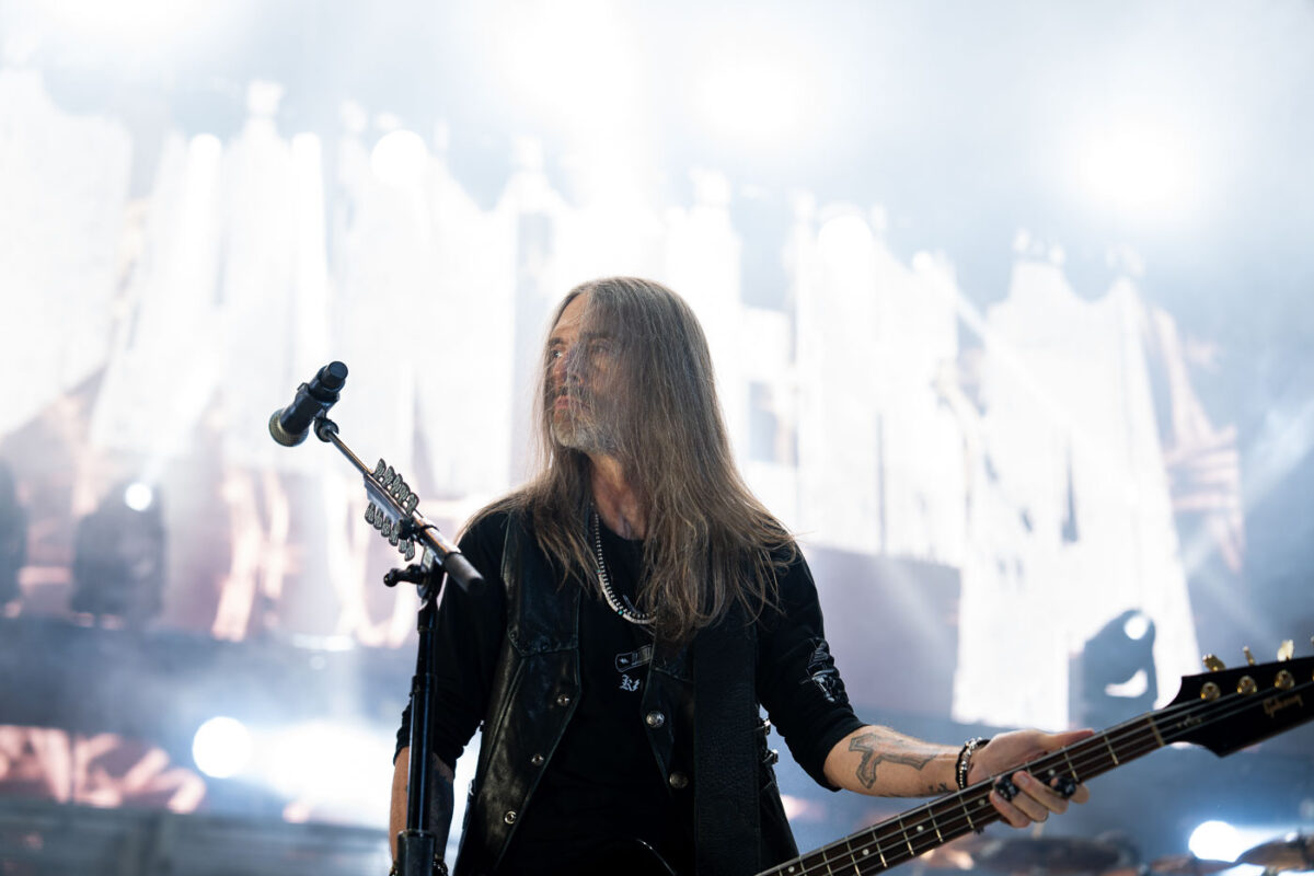 Rex Brown of Pantera performs at Rock Fest in Cadott, Wisconsin, on July 13, 2023. Rock Fest is an annual heavy metal music festival held in Cadott, Wisconsin, known for attracting major bands and a large audience. The festival has been a significant event in the music calendar for many years, providing a platform for both established and emerging artists in the metal genre. Pantera, a highly influential band in the history of heavy metal, was a prominent act at this particular festival.