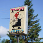 T&M Athletics sign in Willow River, Minnesota on July 6, 2023.