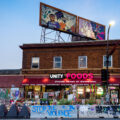 New billboards above the George Floyd Memorial at George Floyd Square. The boards created by 8th grade students at Franklin Middle School are part of the Social Justice Billboard Project thats been showcasing local artists since July 2020. https://ne-sculpture.org/sjbp