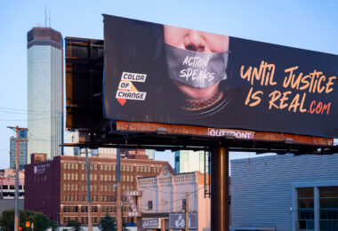 A Color of Change billboard near Downtown Minneapolis on August 30, 2023.