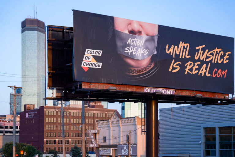 Color of Change billboard 4 A Color of Change billboard near Downtown Minneapolis on August 30, 2023.