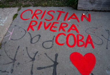 A vigil for Ricky Cobb II at George Floyd Square. Cobb was killed by a Minnesota State Patrol trooper during a traffic stop on July 31, 2023.