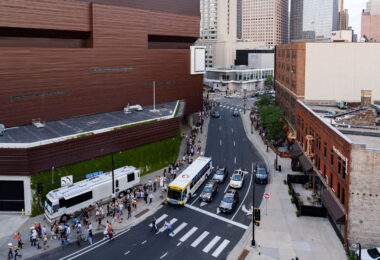 Crowd outside the Target Center in downtown Minneapolis waiting to get into the arena for a Zach Bryan concert on August 10, 2023.