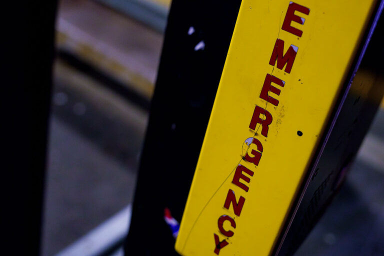 Emergency 2 Emergency assistance box at a light rail station in South Minneapolis in August 2023.