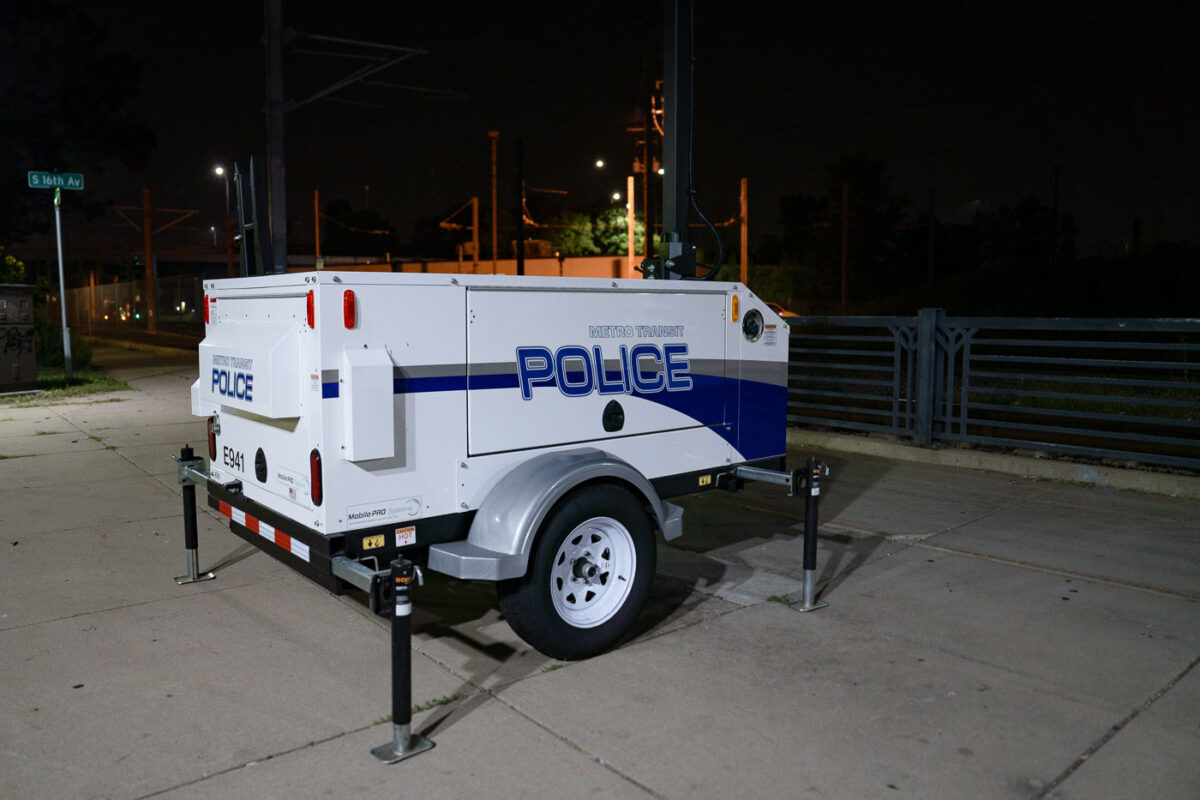A Metro Transit police mobile surveillance camera unit found near the Light Rail station in Cedar-Riverside Minneapolis.
