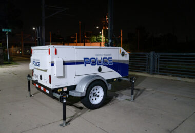 A Metro Transit police mobile surveillance camera unit found near the Light Rail station in Cedar-Riverside Minneapolis.