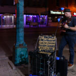 A street musician on the corner of Lake and Lyndale in Uptown Minneapolis on August 24, 2023.