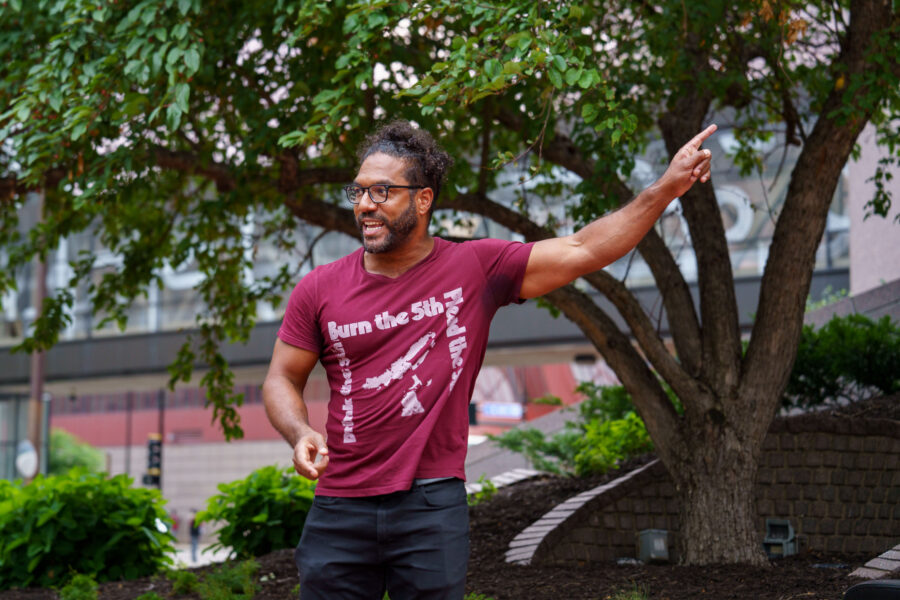 Toussaint Morrison speaks at Ricky Cobb protest in Minneapolis