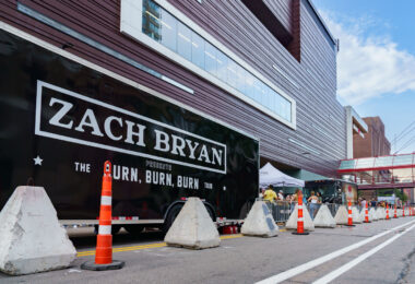 Zach Bryan trailer outside his show at the Target Center in Minneapolis on August 9, 2023.