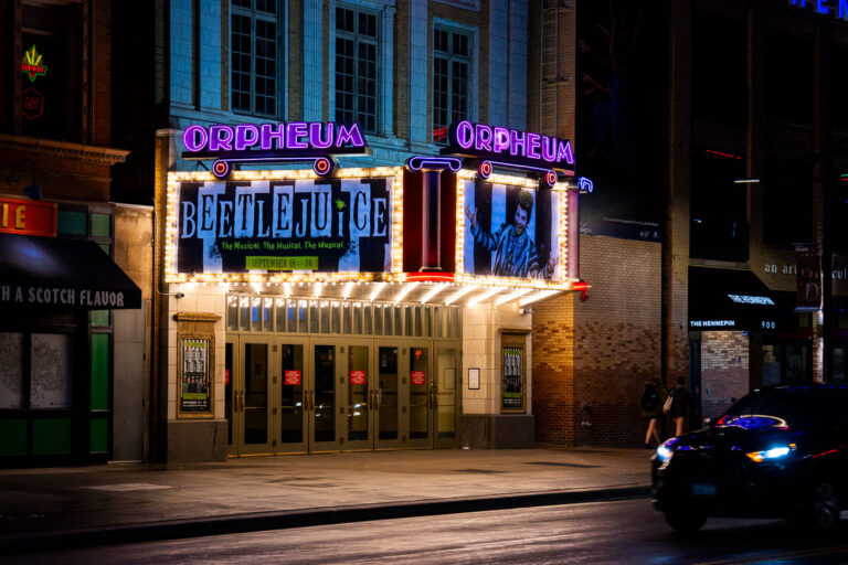 Beetlejuice at the Orpheum Theatre 2 Beetlejuice at the Orpheum Theatre in downtown Minneapolis in September 2023.