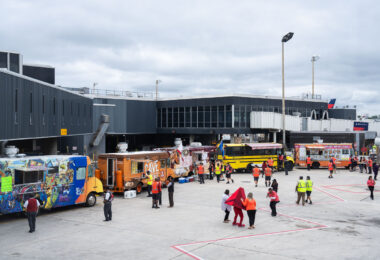 Food trucks at Minneapolis-St.Paul International Airport for what appears to be a Delta Employee Appreciation event in September 2023.