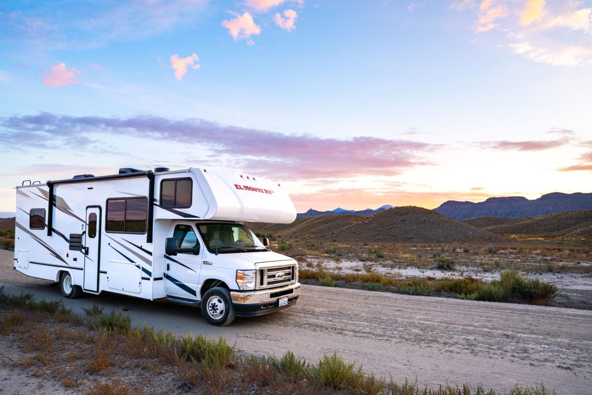 El Monte RV Rental on a Desert Road, Utah