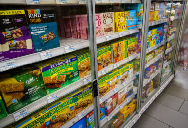 Food locked up behind glass at CVS Las Vegas Strip.