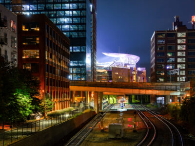 Target Field and Train Tracks at Night, Minneapolis