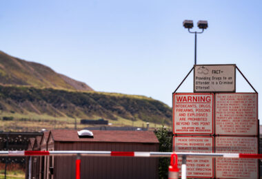 Signs outside the Utah State Prison in Draper, UT. The six facilities were demolished in 2023.