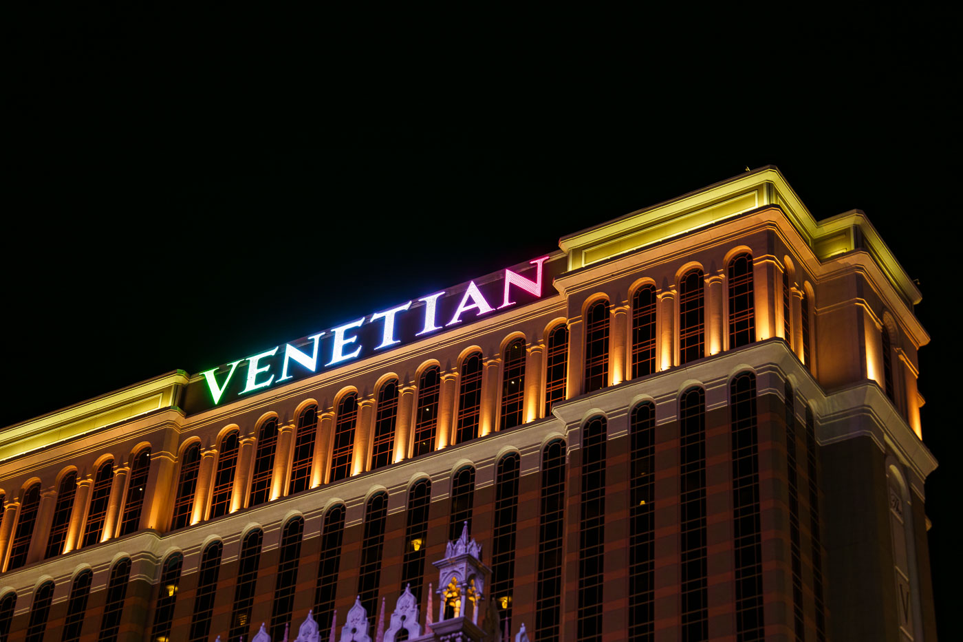 Venetian Hotel at night in Las Vegas