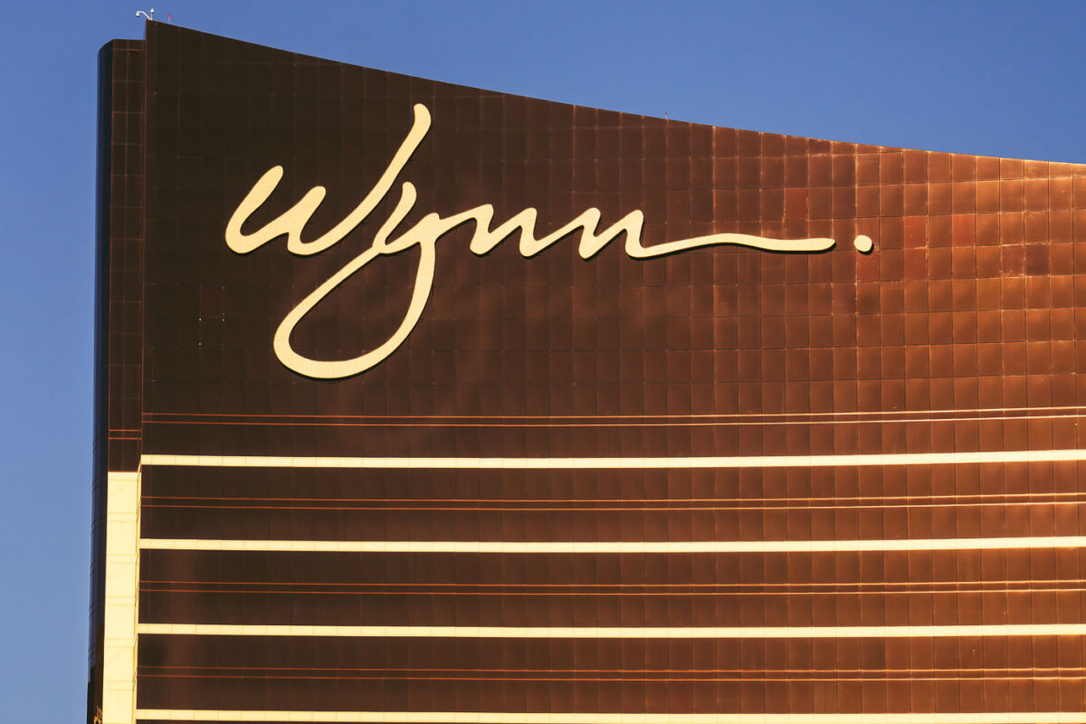Wynn sign at the top of the Wynn Hotel in Las Vegas