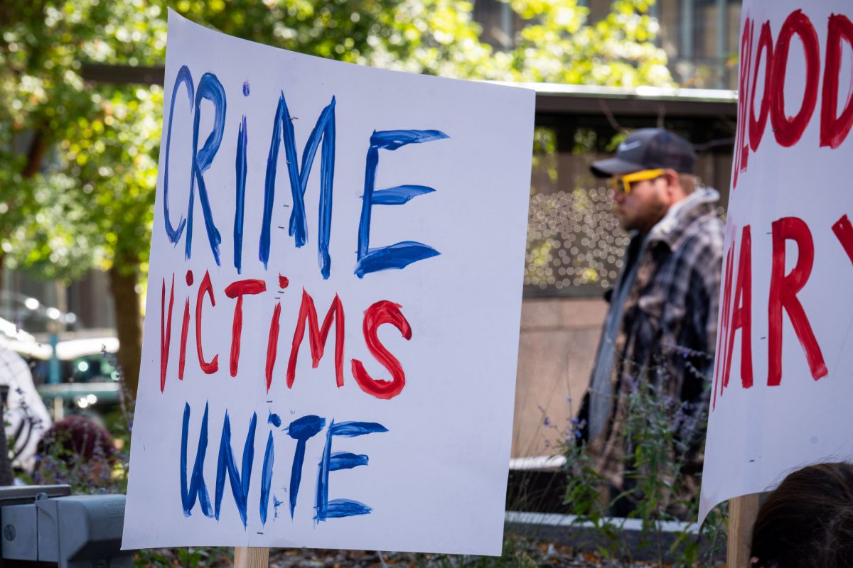 Crime Victims Unite Sign, Hennepin County Government Center Rally