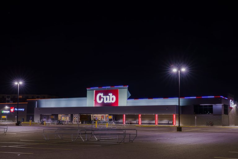 Cub Foods Storefront at Night, South Minneapolis 4 Cub Foods supermarket in South Minneapolis illuminated at night with neon signage and bright overhead lights.