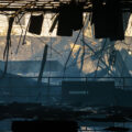 October 20, 2023 - Firefighters continue to pour water on the former temporary post office/k-mart. After two South Minneapolis post offices were burned down in May 2020, the Postal Service leased space in the building from November 2020 to late summer 2023 for temporary post offices during rebuild.